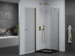 MEXEN/S - Pretoria sprchový kout 100x100, transparent, zlatá + sprchová vanička včetně sifonu 852-100-100-50-00-4070G