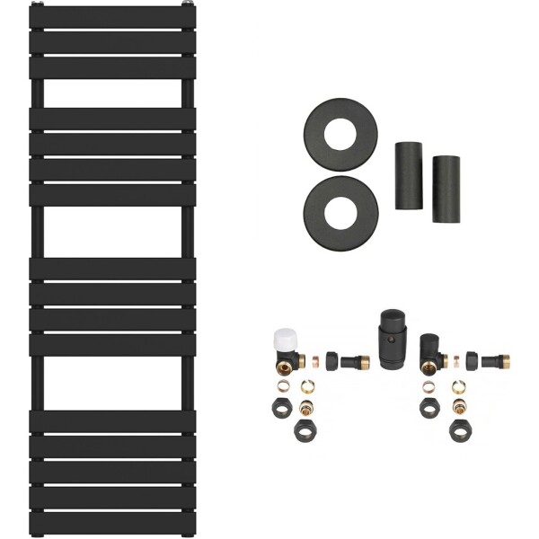 CERANO Koupelnový radiátorový set Claude - ústřední vytápění - boční připojení - 767W - černá matná - 1600x500 mm