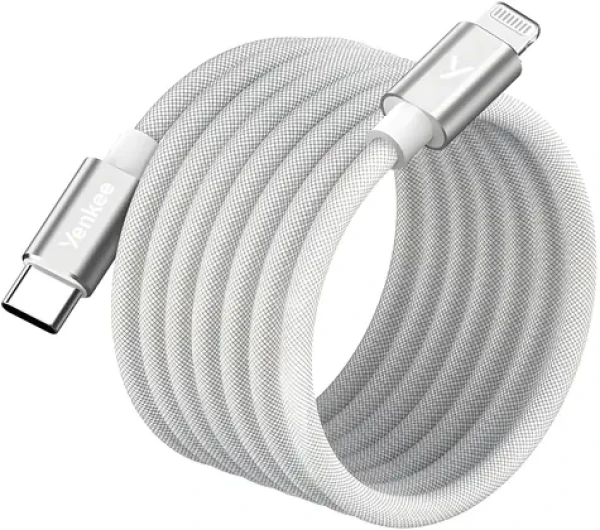YENKEE YCU MAGNETIC 01 bílá / Kabel USB-C/Lightning / MFi / 1,5 m / 480 Mb/s (37000585)