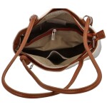 Luxusní dámský kožený kabelko-batůžek Livira, hnědo-krémový