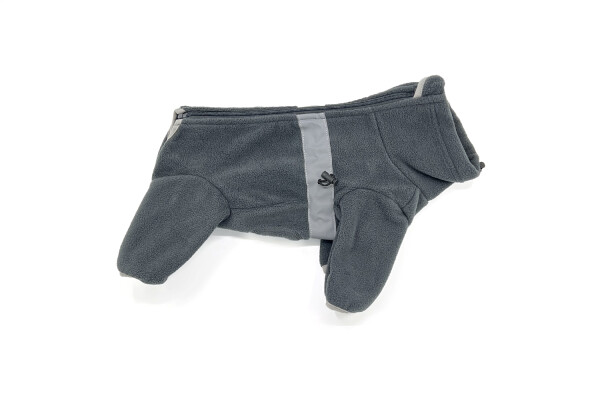 Komfort fleecová kombinéza pro psa Barva: Šedá, Délka zad (cm): 28, Obvod hrudníku: 36 - 42 cm