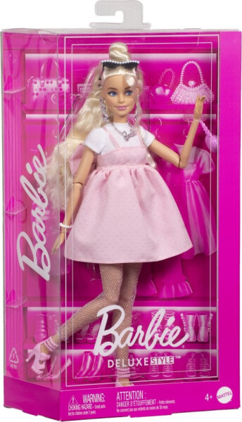 Barbie deluxe modelka - šaty s mašlí - Mattel Barbie