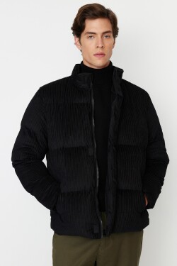 Sametový kabát Trendyol Black Regular Fit