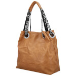 Módní dámská koženková kabelka na rameno Žanet, hnědá