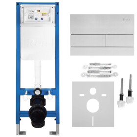 REA - Podomítkový Instalační Set Slim 024N pro WC s Tlačítkem T Brush Steel KPL-E1057