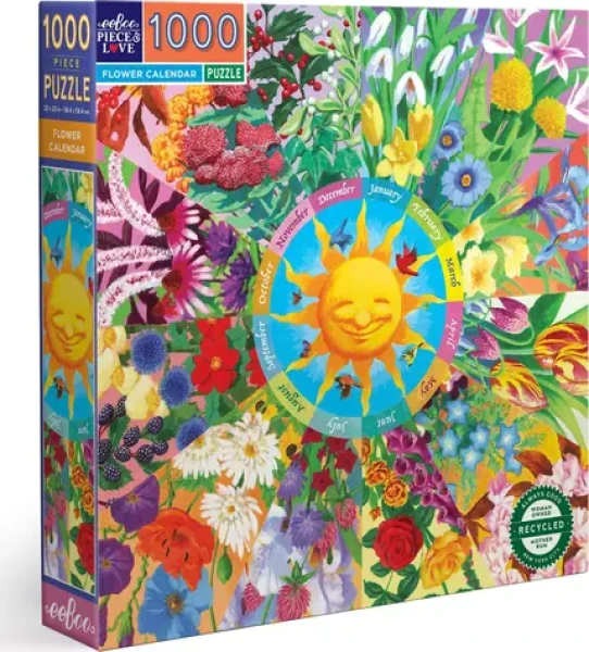 EEBOO Čtvercové puzzle Květinový kalendář