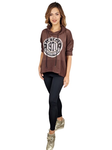 HOSH Mikina Vintage Velikost: UNI, Barva: Hnědá