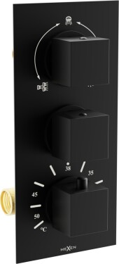 MEXEN - Cube termostatická baterie sprcha/vana 3-output, černá 77503-70