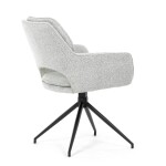 Židle jídelní, krémová látka, noha černý kov, otočný mechanismus 360°