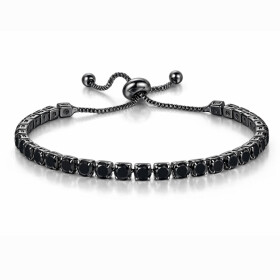 Náramek Swarovski Elements Cianoti Black, Černá 14 cm + 9 cm (prodloužení)