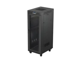 Lanberg Rack 32U černá / Stojanový rozvaděč / 19" / 600x800 mm / Flat pack / Perforované dveře / LCD (FF01-6832-23BL)