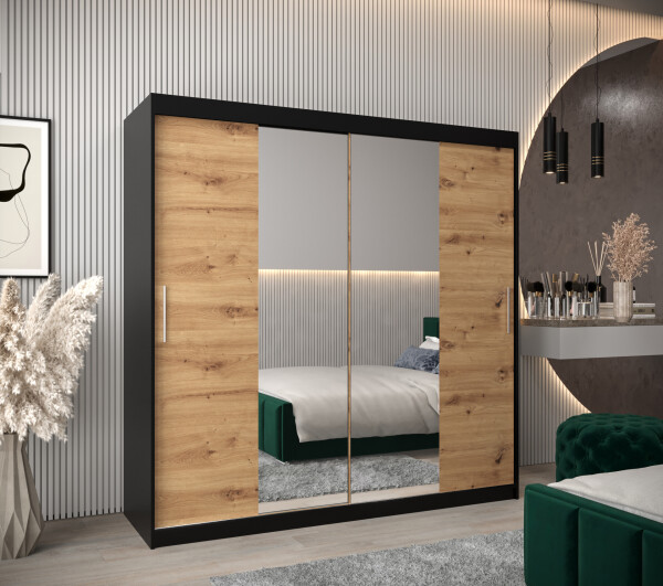 Šatní skříň Abi T1 Barva korpusu: Černá, Rozměry: 200 cm, Dveře: Dub artisan