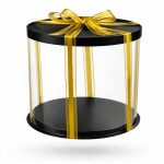 Cake Star Cake Star 4Cake Plastový kulatý box na dorty černý bez stuhy (26 x 26 x 44 cm)