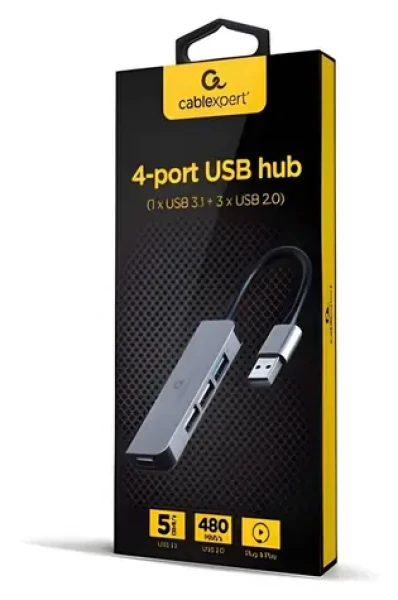Gembird / USB hub / USB 3.1 (Gen 1) / 4 porty / 1x USB 3.1 + 3x USB 2.0 (UHB-U3P1U2P3-01)