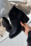Zateplené dámské kotníkové boty na podpatku z ekokůže černé Talienne 40