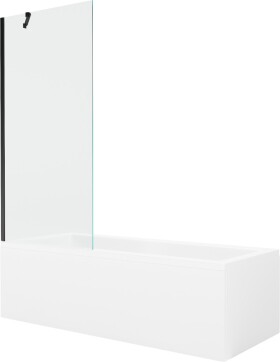 MEXEN/S - Cubik obdélníková vana 160 x 70 cm s panelem + vanová zástěna 80 cm, transparent, černá 550316070X9508000070