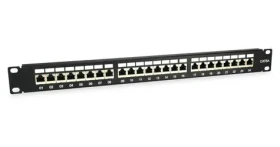 Equip 1U černá / Patch panel / 24 portů / Cat6a FTP / 500 MHz / 19" (326625)
