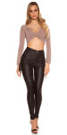 Sexy Koucla crop tričko dlouhým rukávem wrap look Einheitsgroesse