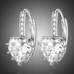 Náušnice Swarovski Elements Elizabeth - srdíčko, Bílá/čirá