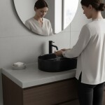 Laveo - Desna - keramické umyvadlo na desku 50x35, černá mat VUD_B250