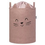 Sipo Premium Bouclé se šňůrkou Cat růžová / 43 l / Koš na hračky (SPBB03)