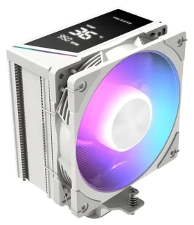 MODECOM Volcano 0C T202 bílá / Chladič CPU / LCD displej / 4x heatpipe / 120mm ARGB / TDP 190W (MC-C-T202-AFL-W)