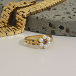 ELENYS Flower Pearl – pozlacený prsten 18K žluté zlato Velikost: 6 (EU: 51-53)