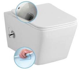 SAPHO - PORTO CLEANWASH závěsná WC mísa Rimless, integrovaná baterie a bidet. sprška, 36x5cm, bílá PZ102RX