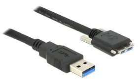 DeLock Kabel USB-A - Micro-USB B se šrouby černý / Kabel / 2 m / USB 3.2 Gen 1 / 5 Gbit/s (83598)