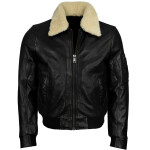 Pánská Kožená Bunda Pilot Aurum Pravý Kožíšek Brixton Černá Velikost: S