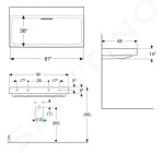 GEBERIT - ONE Umyvadlo 900x480x142 mm, skrytý přepad, bez otvoru pro baterii, vodorovný odtok, KeraTect, bílá 505.037.00.1