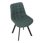 Židle jídelní, zelená látka v dekoru broušené kůže, černý kov