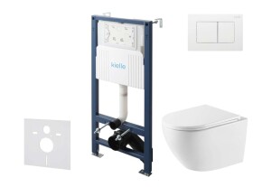 Kielle - Genesis New Set předstěnové instalace, klozetu Oudee, Vortex Rimless+, sedátka softclose a tlačítka Gemini New III, lesklá bílá 30528SS61