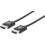 Manhattan HDMI kabel Zástrčka HDMI-A, Zástrčka HDMI-A 1.00 m černá 394352 4K UHD, fóliové stínění, stínění pletivem, kulatý, UL certifikace, flexibilní