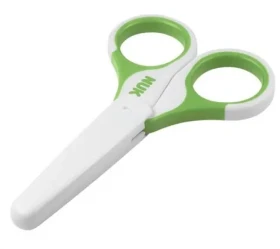 NUK Dětské zdravotní nůžky s krytem zelená / Nůžky / Zaoblené hroty / Bezpečnostní obal (NU10256257-BZ)