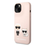 Pouzdro Karl Lagerfeld and Choupette Liquid Silicone iPhone 14 Plus růžové