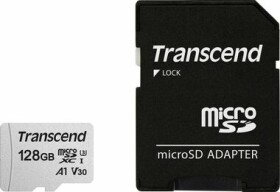 Transcend 300S microSDXC 128GB + adaptér / Class 10 / UHS-I / U3 / V30 / R: 95MBs / W: 45MBs (TS128GUSD300S-A)