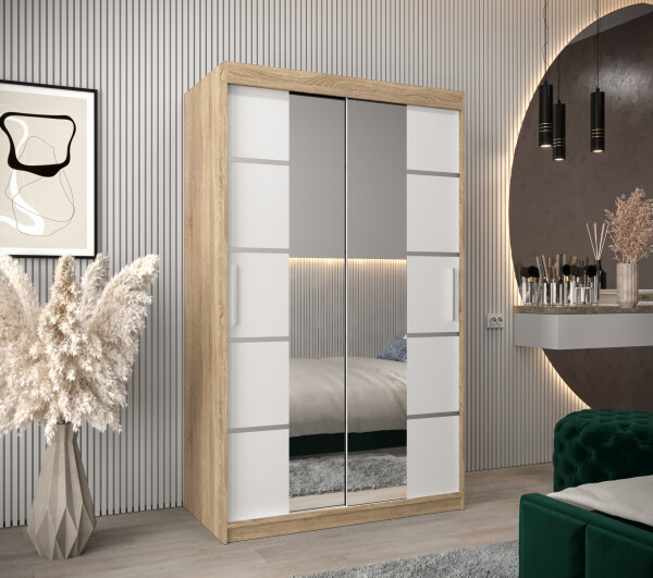 Šatní skříň Abi V4 Barva korpusu: Dub Sonoma, Rozměry: 120 cm, Dveře: Bílá