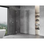 MEXEN/S - Mist sprchový kout čtvrtkruh, křídlové 90 x 90, transparent, chrom 8A33-090-090-01-00