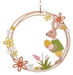 Věnec dřevěný se zajíčkem na zavěšení 23 cm, vydání