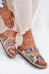 Vzorované dámské pantofle na korkové platformě s přezkami Lee Cooper LCW-25-35-3483L Multikolor 39
