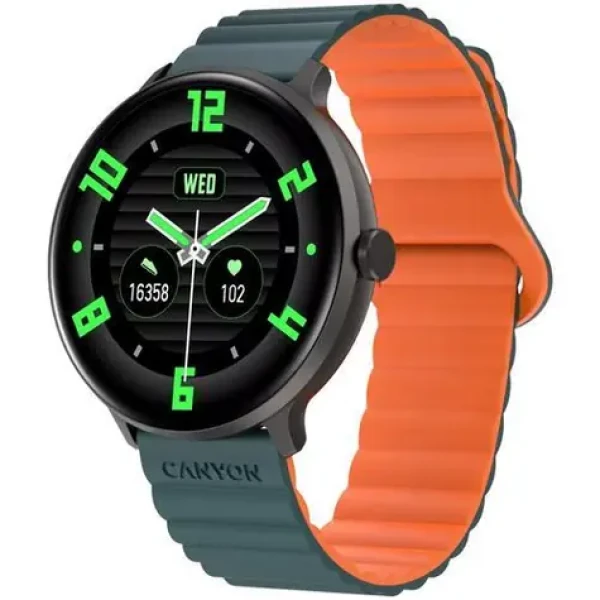 CANYON Jacky SW-69 zeleno-oranžová / Chytré hodinky / 1.3" LTPS / snímač tepu / IP68 / Canyon Life / Android a iOS (CNS-SW69BG)