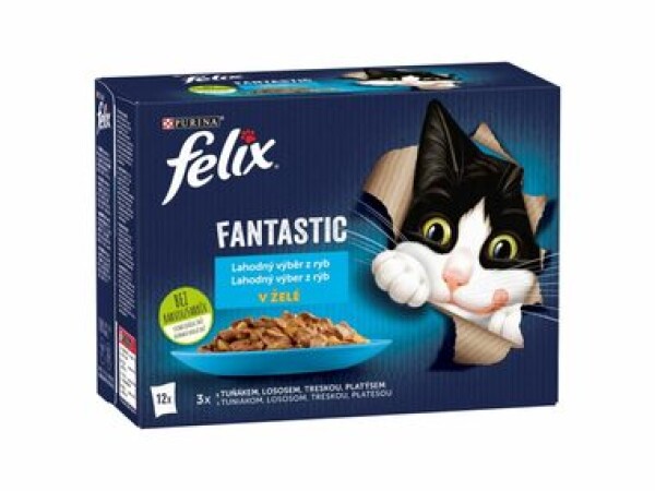 Felix Fantastic s lososem platýsem tuňákem a treskou v želé 12 x 85 g