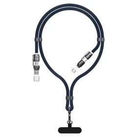 Dudao L20Max modrá / Datový kabel / 4v1 / USB-C / Lightning / USB-A / šňůrka na krk / 65W