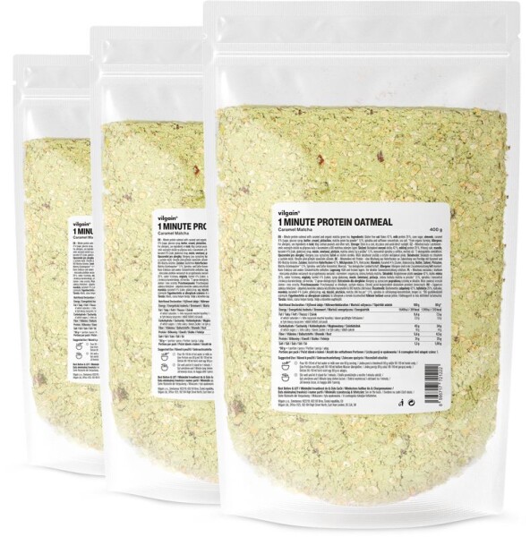 Vilgain Minutová proteinová ovesná kaše – 3× karamel a matcha 400 g