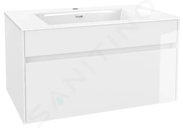 Kielle Nefia - Skříňka s umyvadlem 80 cm, lesklá bílá 50027S800