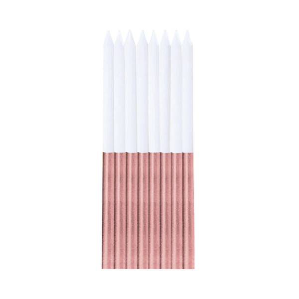 Svíčky dortové bílo-rose gold 16 ks - Albi