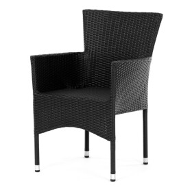 Židle zahradní, černý umělý ratan, kov, stohovatelná.