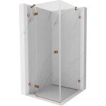 MEXEN/S - Lunar sprchový kout dveře křídlové levá 80 x 80, transparent, růžové zlato 834-080-080-60-00-L