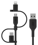 Belkin BOOST CHARGE kabel USB-A na Lightning + Micro USB + USB-C / 1,2m (CAC001BT1MBK)